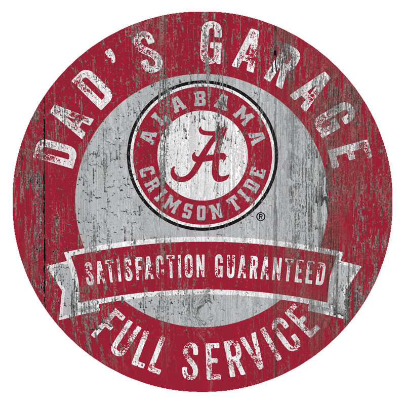 «NCAA Dad's Garage Sign», impression sur bois, Université de l'Alabama