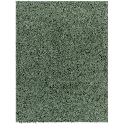 Tapis noir en polyester tissé à la machine de couleur unie Ozil