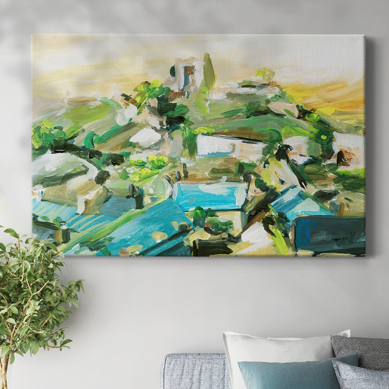 «Spring Village III», toile tendue avec châssis, H 12 po x l 18 po