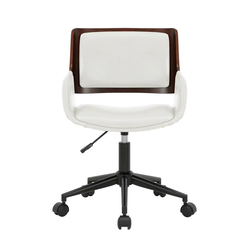 Wallach Faux Leather Mid-Century Office Chair, White