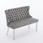 Banc en velours pour causeuse double, sièges de cuisine et de salle à manger, banc capitonné à 2 places avec boutons faits à la main, dossier à oreilles, pieds en acier inoxydable argenté brossé, gris-123030176-122968089