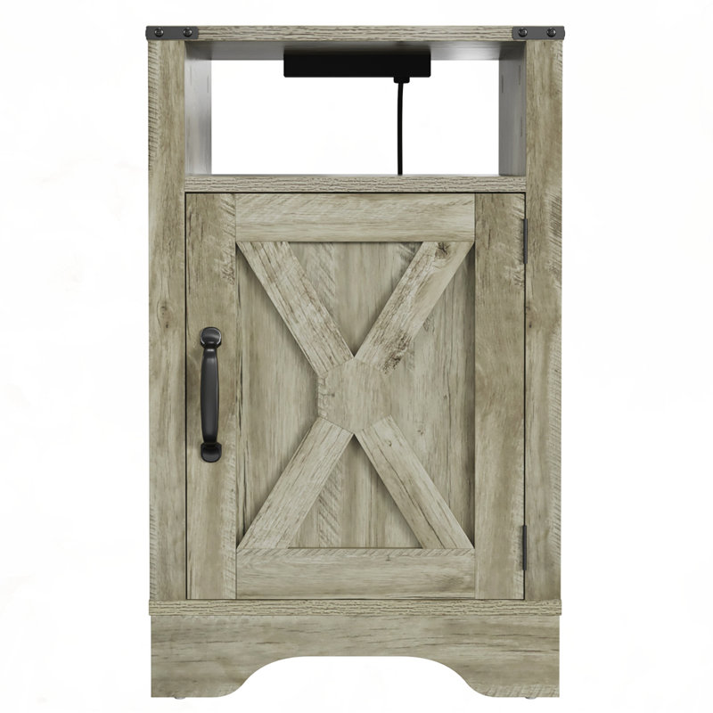 Table de bout en bois rustique, Gris clair