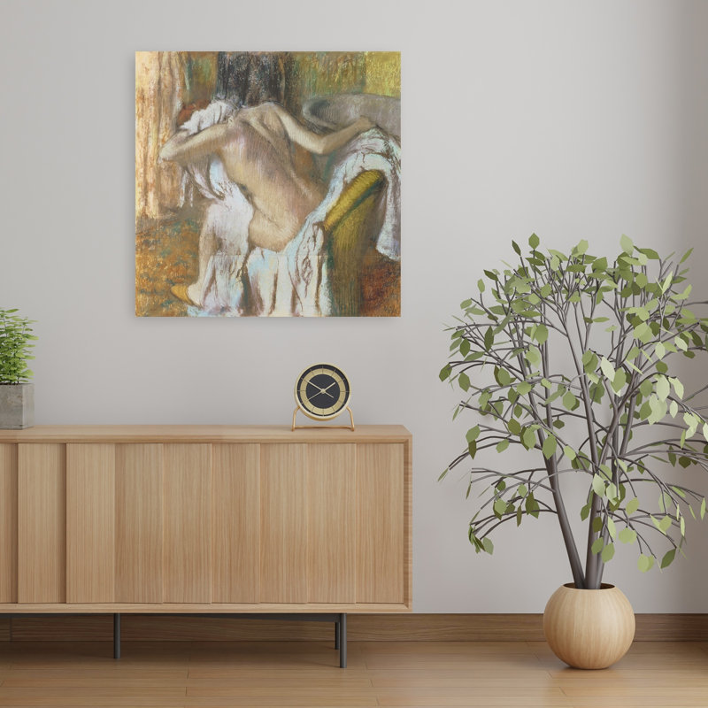 After The Bath, Woman Drying Herself, C.1888-92 Impressionist Abstract Contemporary Wall Art Print by Edgar Degas - 1 Piece Wrapped Canvas Wall Art