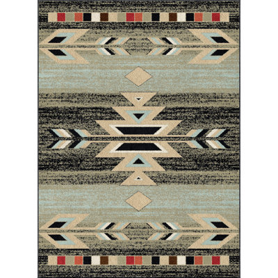 Tapis noir / bleu Eldert Southwestern
