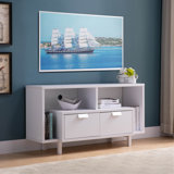 TV Console Table With 2 Drawers And Open Shelving, Tv Stand