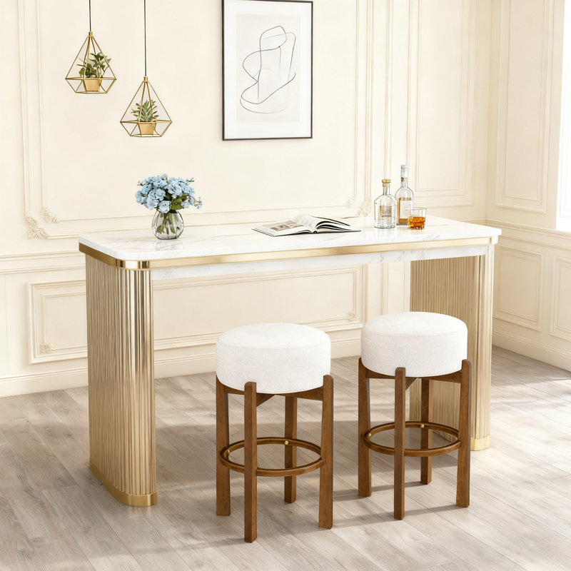 Tabouret de bar en bois massif Rumih, Gris
