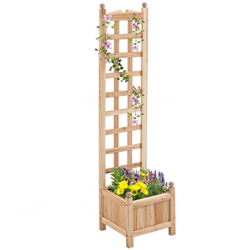 Lit de jardin surélevé en bois avec treillis Outsunny