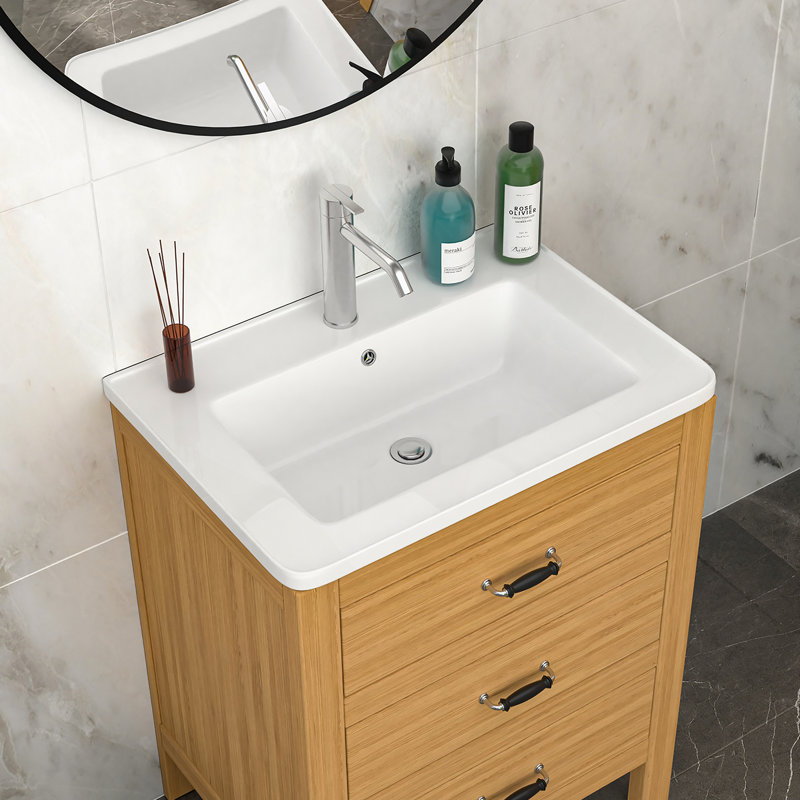 Plateau de meuble-lavabo simple blanc 28 po x 19 po avec 1 trou de robinet et trop-plein (lavabo seulement)
