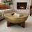 Arden Coffee Table | Round Hammered Metal Top | Mango Wood Base| Antique Brass