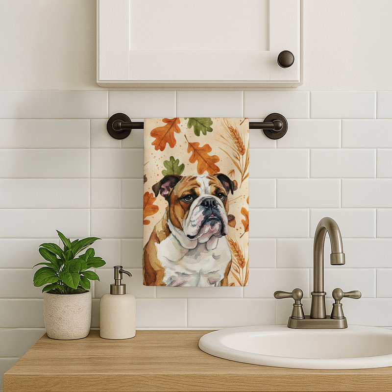 Serviette de cuisine Brindle and White English Bulldog Heirloom, Bouledogue anglais bringé et blanc
