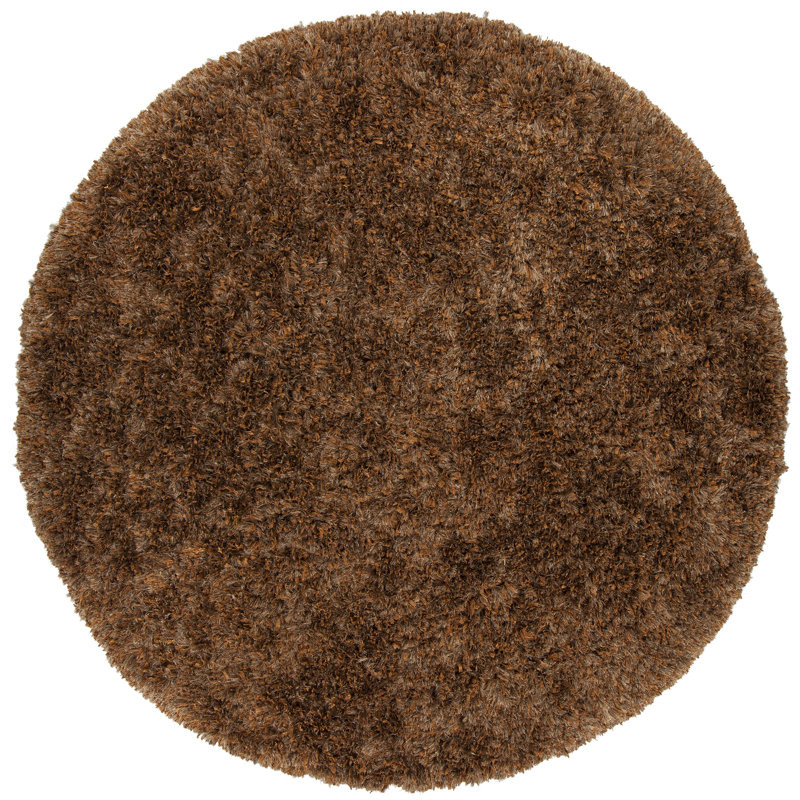 Tapis à poil long brun / beige Diano, Rond 7 pi 9 po