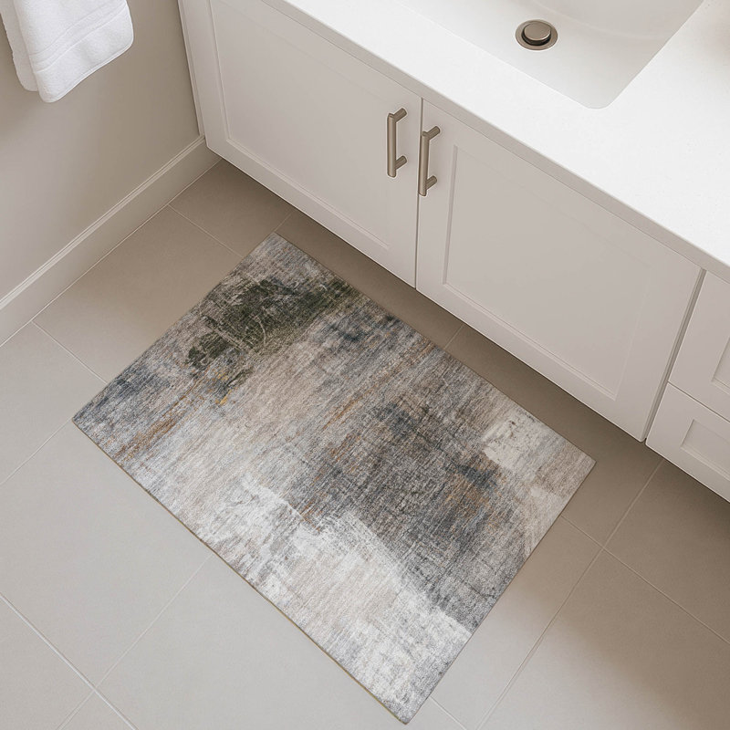 Premium Machine Washable Mayfield Abstract Rug, 1'8" x 2'6", Putty