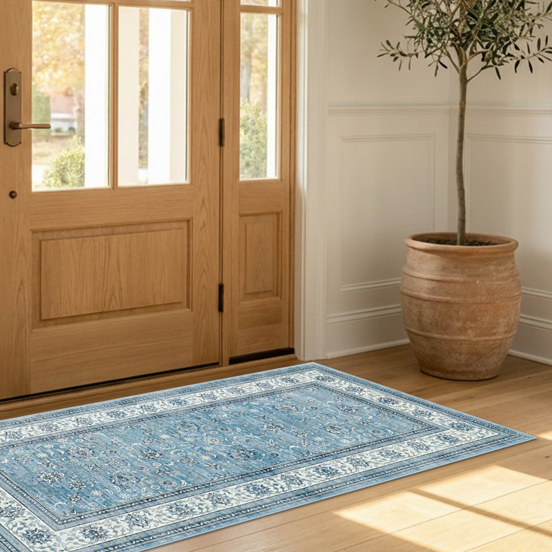 Dream Mink Finley Printed Chenille Rugs, 2' x 4', Blue