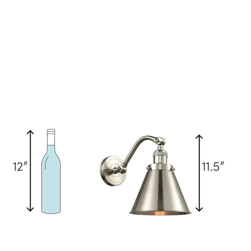 Applique murale en acier Donovan, Ampoule incandescente rétro de 60 watts, Nickel satiné brossé, Nickel satiné brossé
