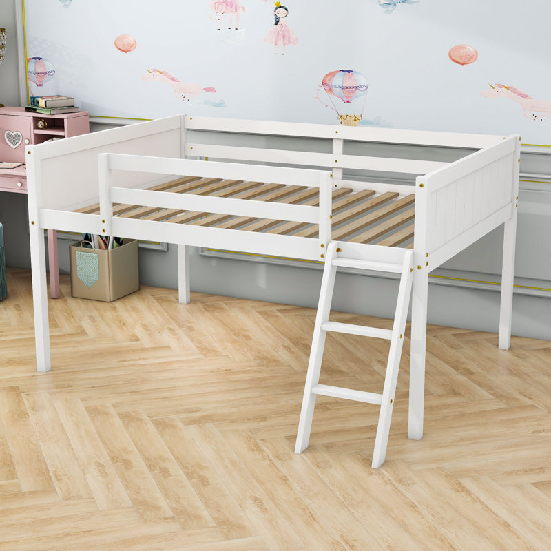Janaq Kids Twin Loft Bed, Full, White