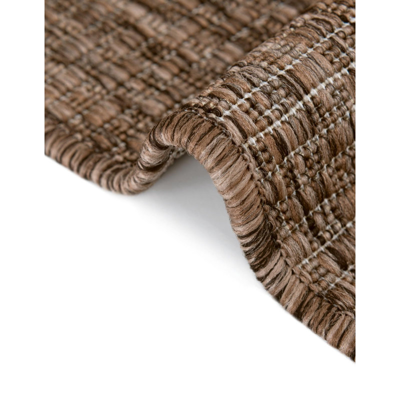 Tapis intérieur brun clair Abderus, Rond 5 pi 3 po