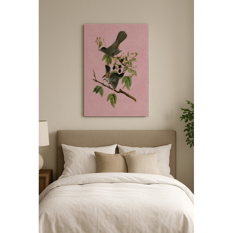 Moqueur de chat gris (Planche 128) Rose — Portrait en métal, 14" H x 11" W