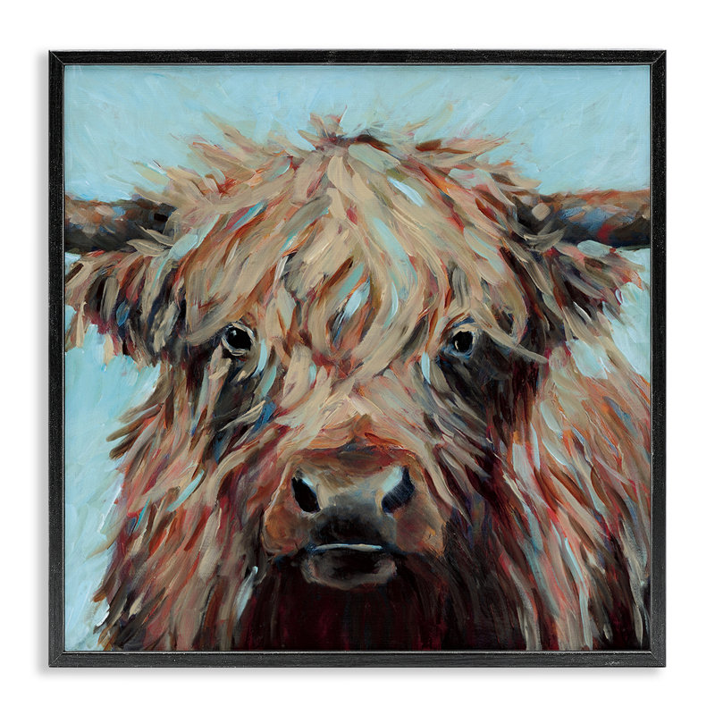 Vache sur giclée encadrée, par Wani Pasion, Giclée encadrée noir minuit, H 12 po x l 12 po