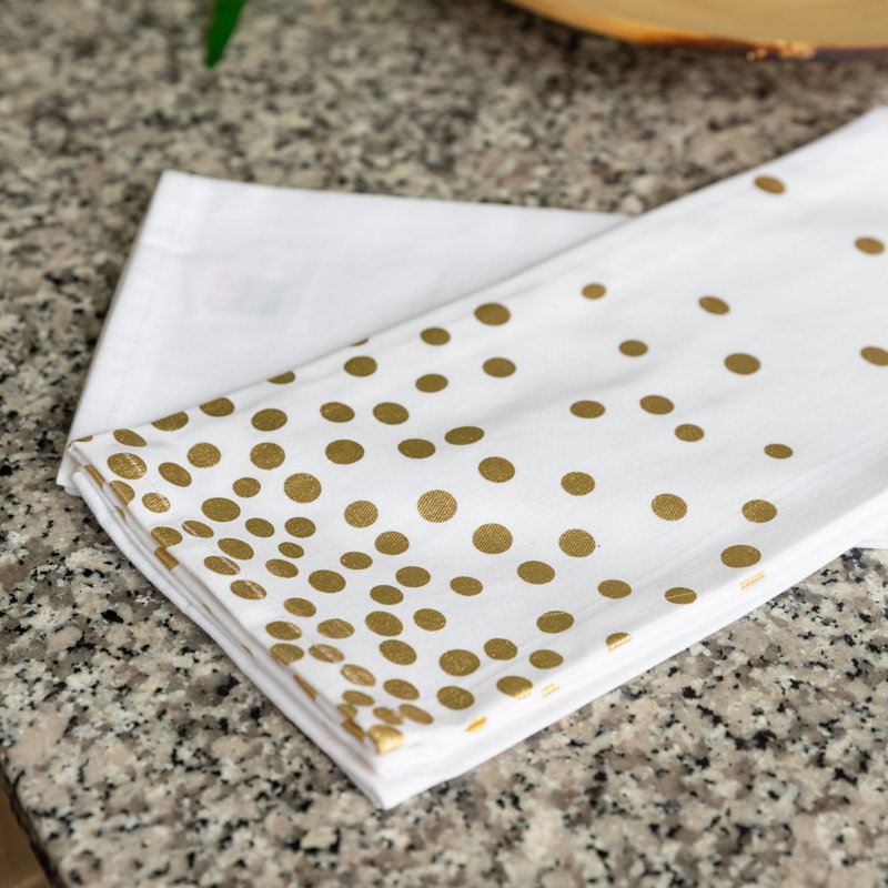 Serviette à thé lumières de fêtes, Or