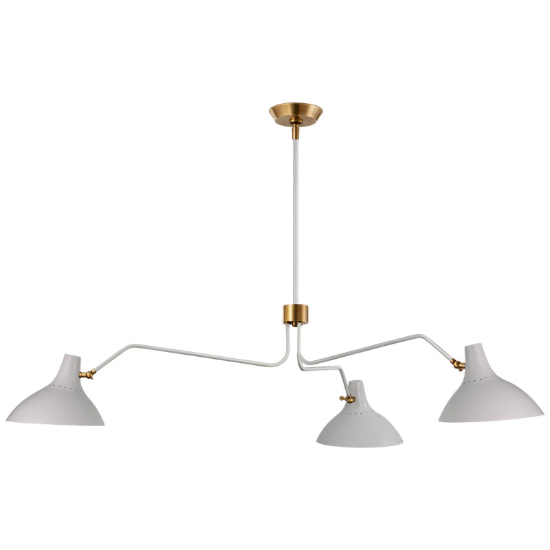 Aerin Charlton Triple Arm Chandelier, White, 11.25" H x 55.25" W x 55.25" D