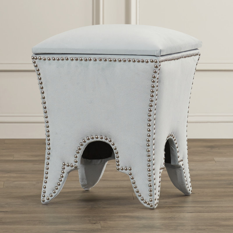 Upholstered Ottoman, Silver, Silver Sage
