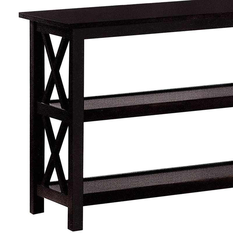 Deep Table, Two Spacious Shelves, Enhances Room Decor Rectangular Table With X , , 2 Shelves For Organization