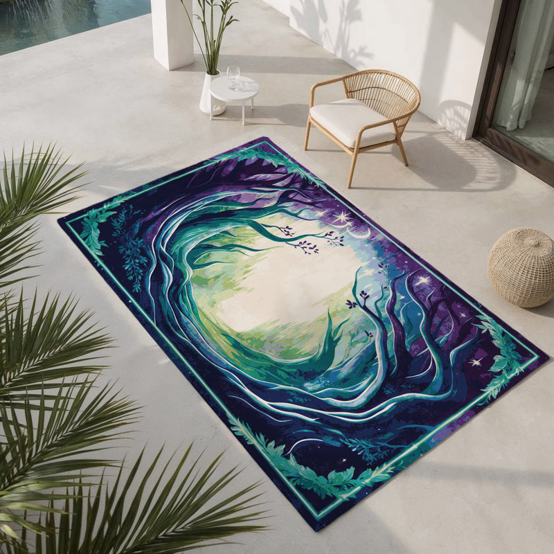 Tapis intérieur et extérieur Forest's Embrace, Rectangulaire 8 pi x 10 pi