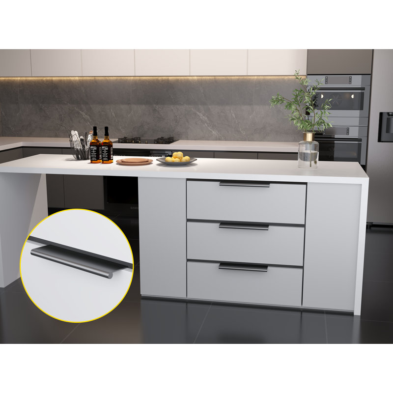 Modern Cabinet Finger Edge Pull, Satin Black, 11 1/50"