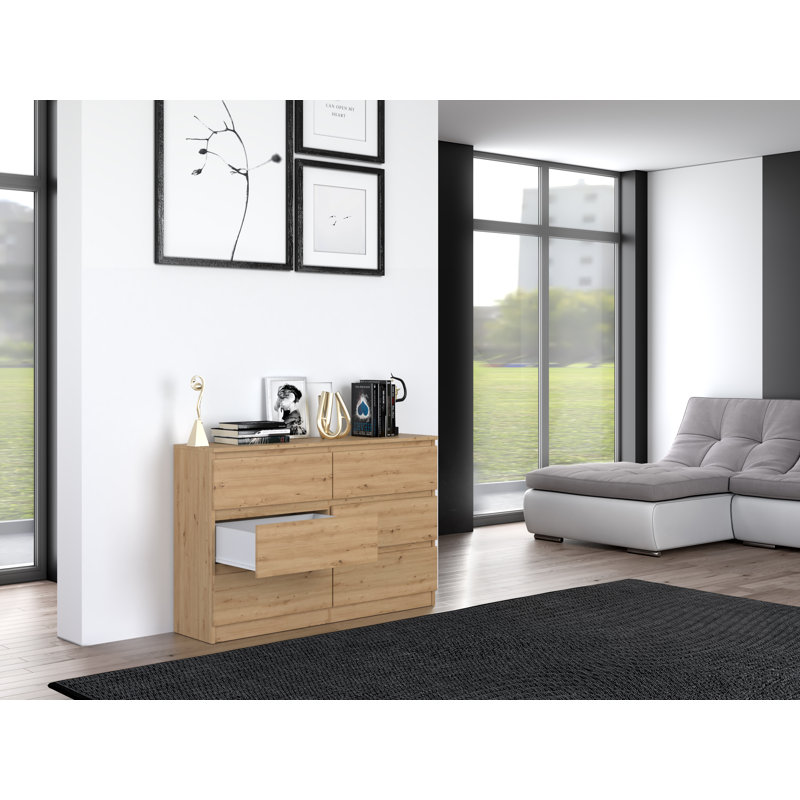 Olhouser 120cm W 6 - Drawer Chest of Drawers, Artisan Oak