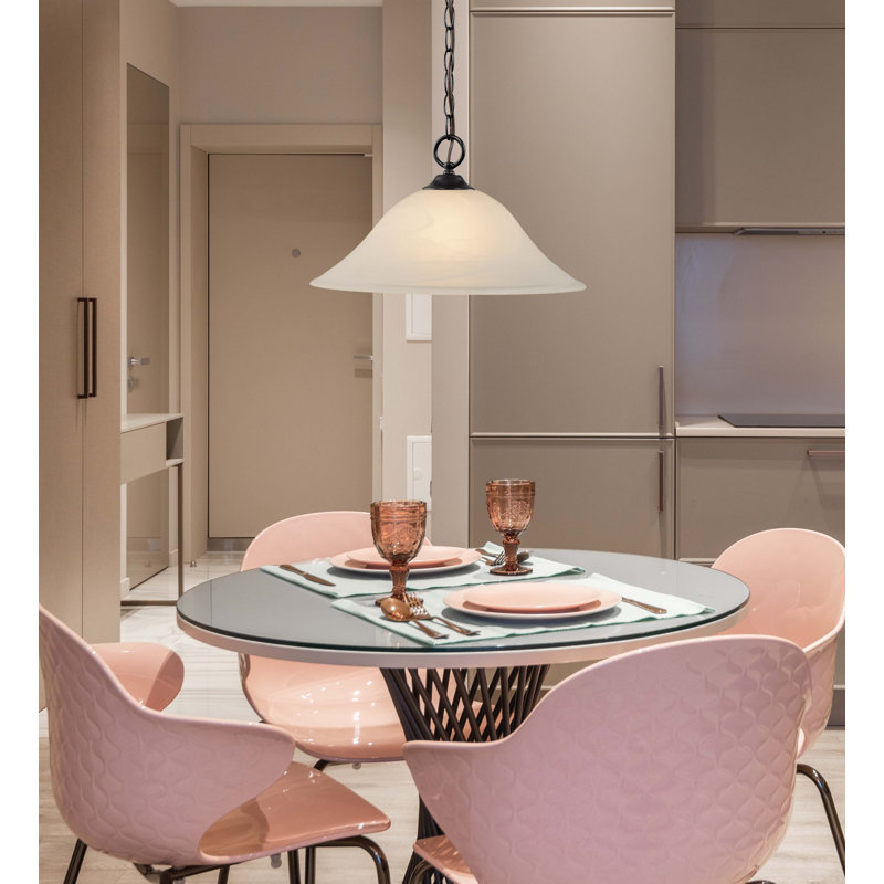 Luminaire suspendu d'intérieur en bronze antique avec bol en verre albâtre Hammond, Bronze antique