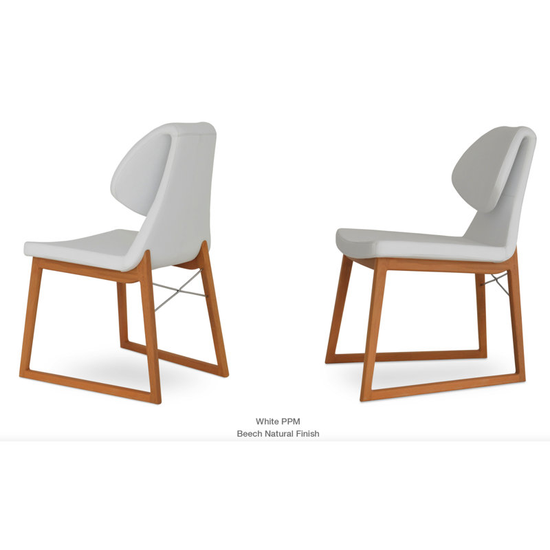 Fauteuil Gakko, Similicuir blanc, Hêtre naturel