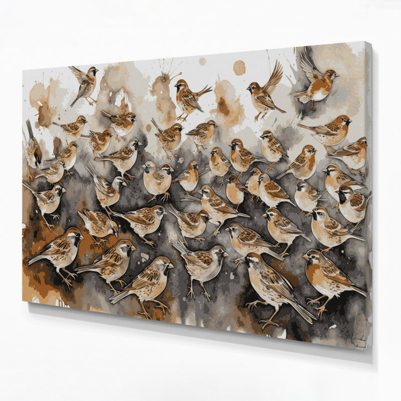 «Birds House», art mural sur toile beige, H 24 po x l 36 po