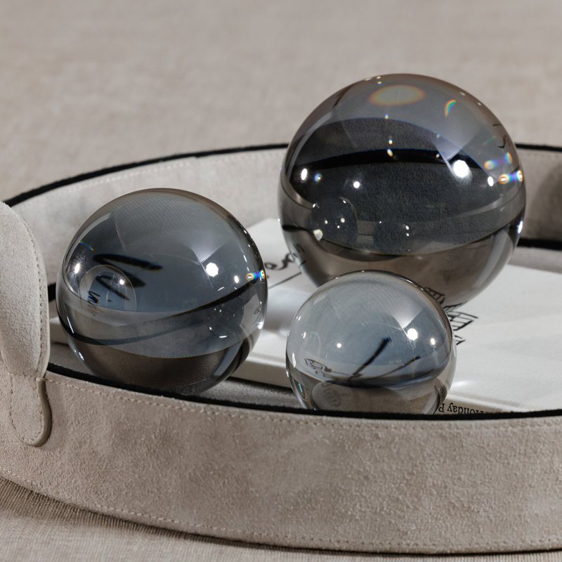 Decorative Crystal Glass Ball, 4.5- Inch Diameter, Smoke, 4.25" H x 4.25" W x 4.25" D, 1
