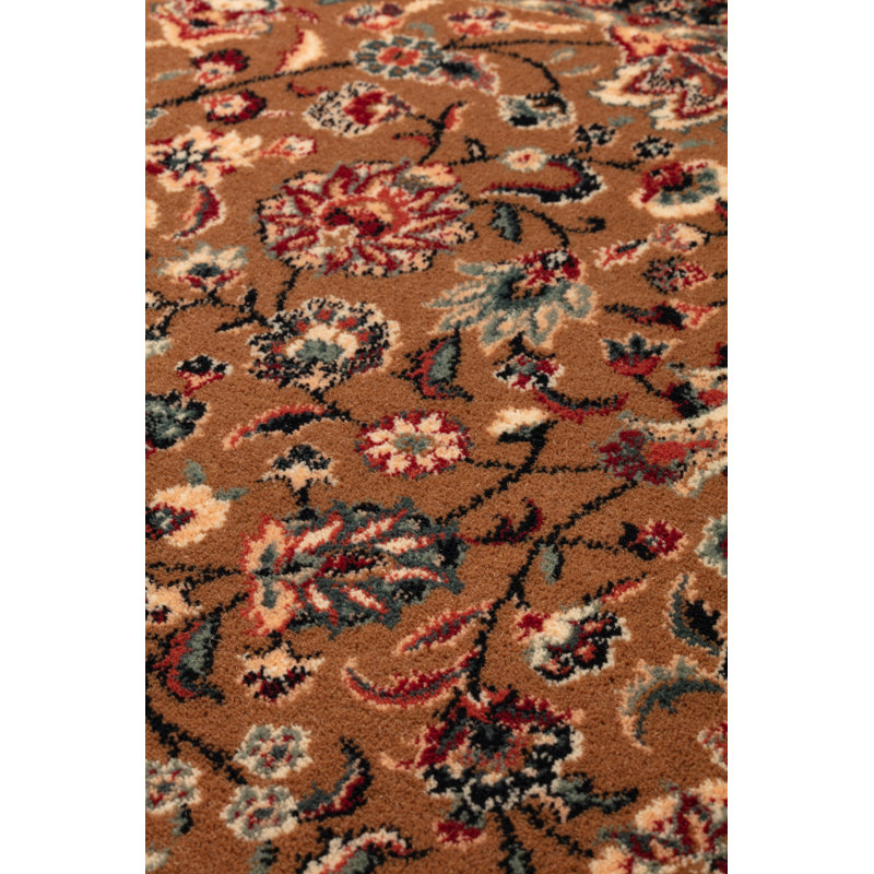 Branches Machine Woven Wool Dark Gold Rug, Round 160cm