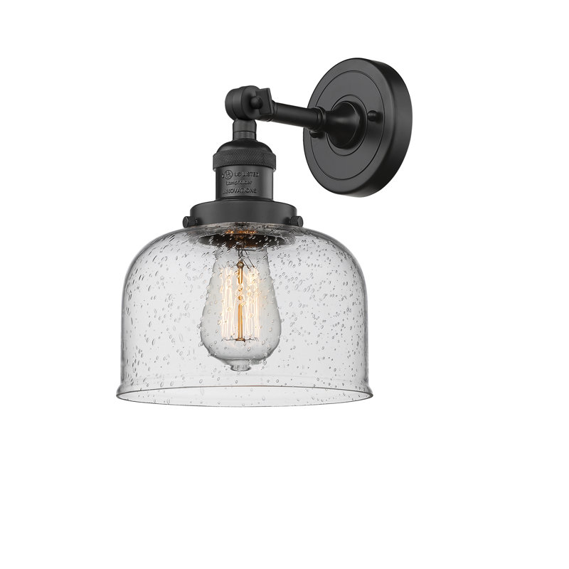 Handley Glass Semi Flush Mount, No Bulb Included, Seedy, Matte Black