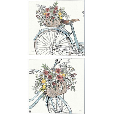 Farmhouse Flea Market Bike by Anne Tavoletti - 2 Piece Wrapped Canvas Painting Set -  Red Barrel StudioÂ®, D3994923E51E4402A3311FE149C73EEA