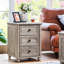 Ensemble de table basse et table de chevet 2 pièces Farmhouse, meubles de salon et de chambre à coucher en bois avec rangement caché, colonne romaine et base cylindrique-1018276268-1018276269