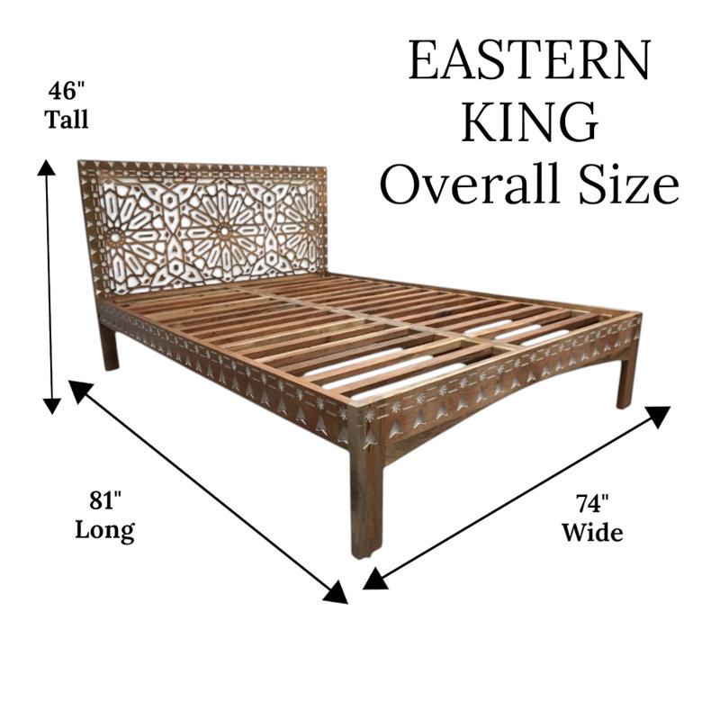 RV King Bedframe Hand-crafted Mango Wood Carved