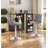 Bar Cabinet With Rotating Top Set With 2 Swivel Velvet Barstools Adjusatble Seat Height