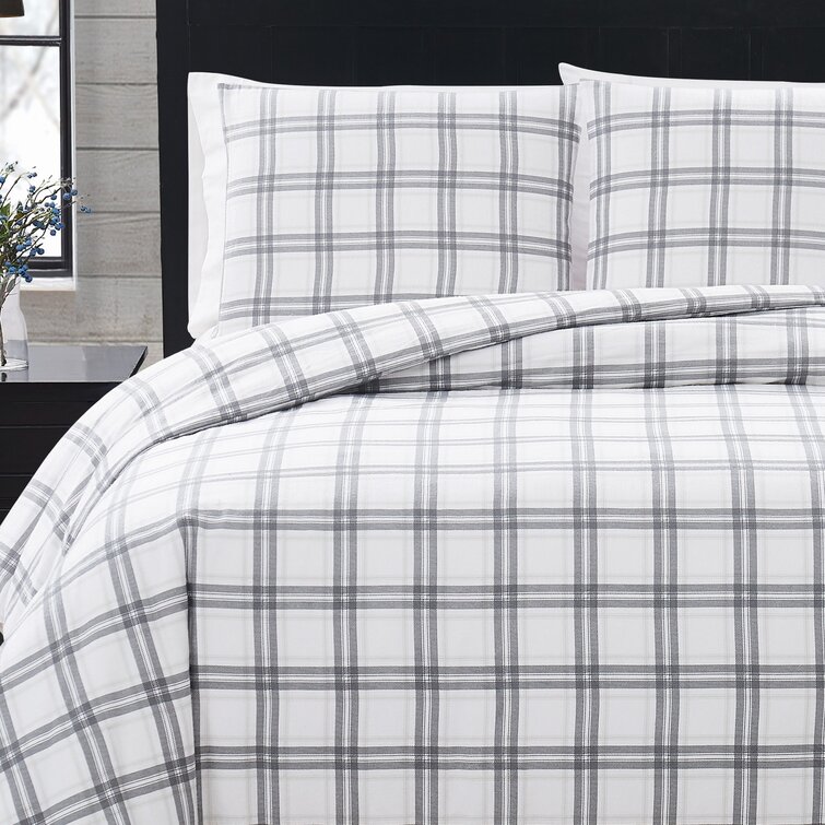 White/Gray Standard Cotton 3 Piece Comforter Set