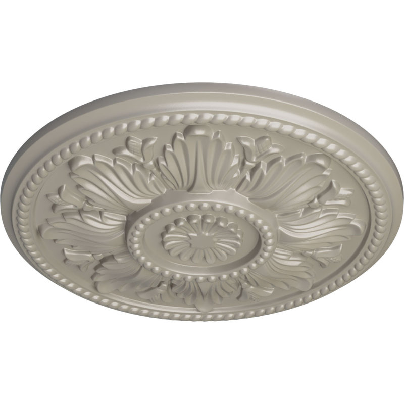 Médaillon de plafond Endurathane Edinburgh, DE 18 po x P 1 3/4 po (convient aux auvents jusqu'à 5 1/4 po), fini blanc perle peint à la main