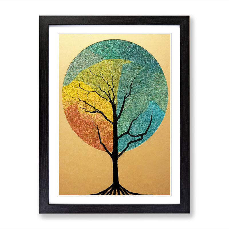 Tree Art Design Vol.4 - Single Picture Frame Print, 46cm H x 34cm W x 2cm D, Oak