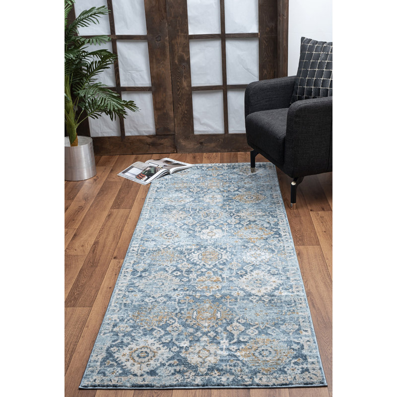 Tapis bleu Noble, Rectangle 2 pi 7 po x 7 pi 3 po