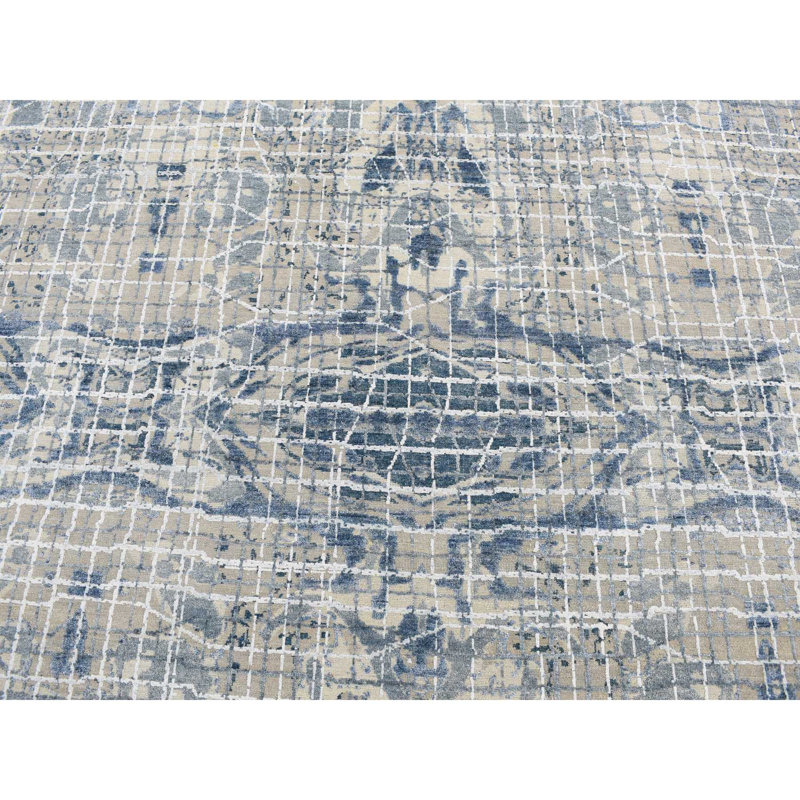 Tapis bleu clair en laine noué à la main 9 pi 1 po x 12 pi 2 po 1E7C3D39FA2A4B44A546656DB8DAEF5A