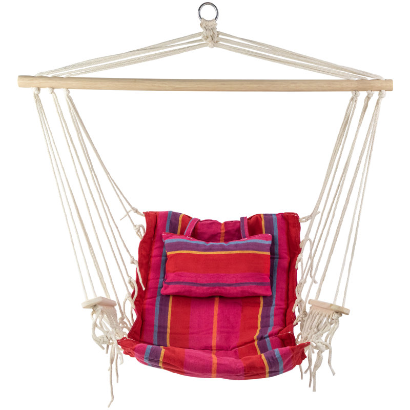 Chaise hamac 37 po rayée brune et jaune avec coussin