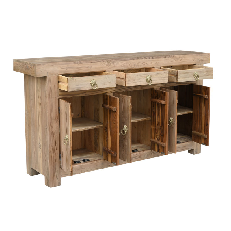 Buffet en teck massif avec 3 tiroirs et 6 portes