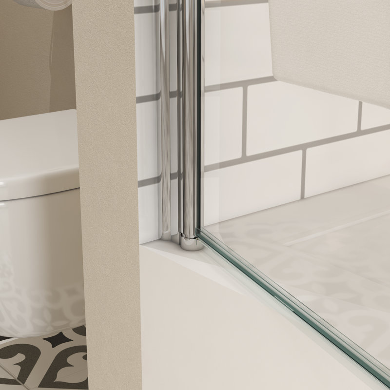 34" x 58" Chrome Aluminum Framed Clear Glass Tub Door