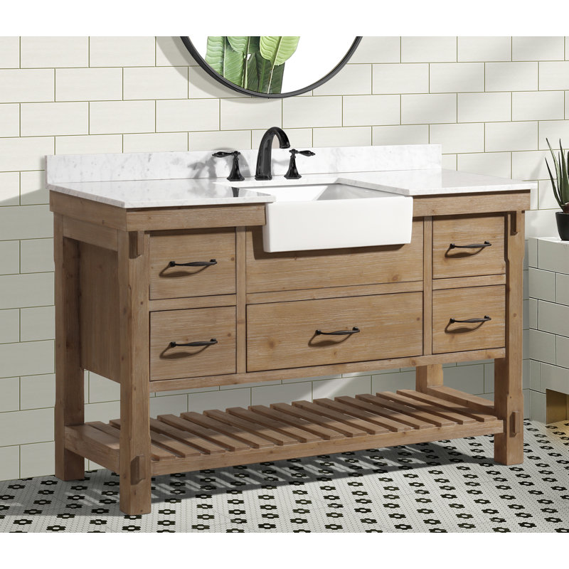 Karn 55'' Single Bathroom Vanity with Marble Top