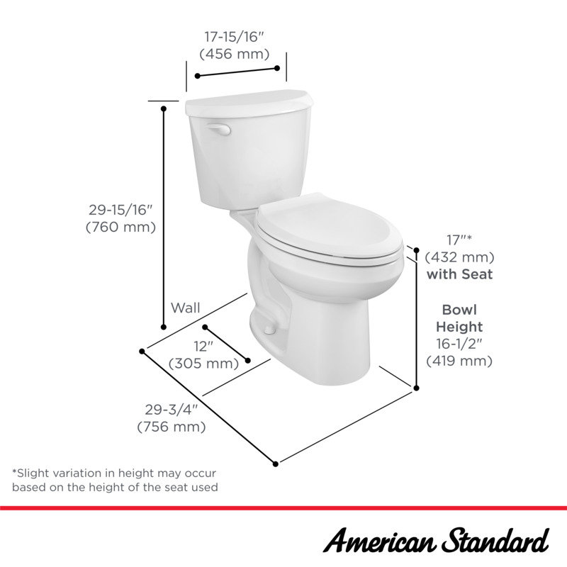 American Standard Colony 3 Two-Piece Toilet with Toilet Seat & Wax Ring, Chair Height, White