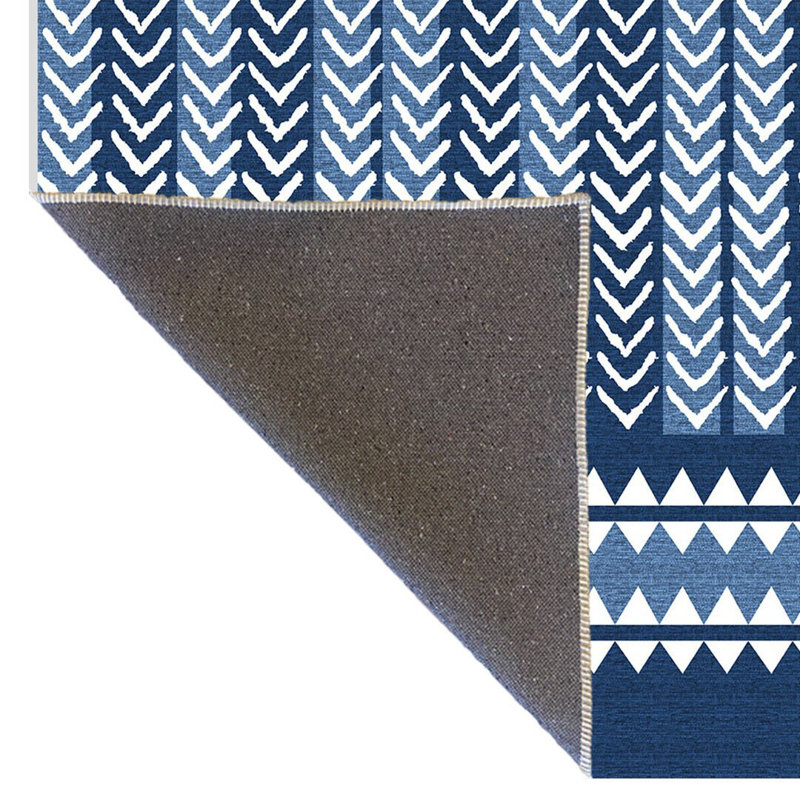 Tapis décoratif moderne à motif géométrique bleu, Rectangle 5 pi 1,02 po x 7 pi 6,55 po